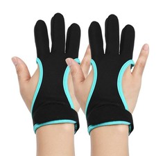 2 Pack Archery Gloves, Hunting Leather 3-Finger Protector(Black Green, L)