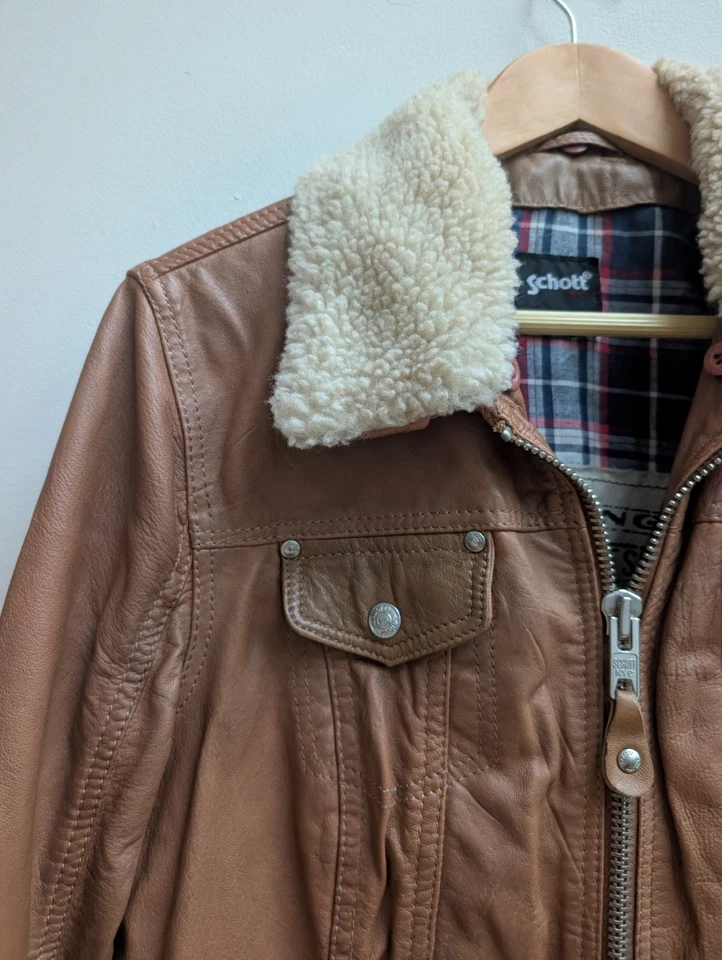 Vintage Schott NYC Trucker/Bomber Lambskin Leather Jacket - Medium - Imagen 3 de 4