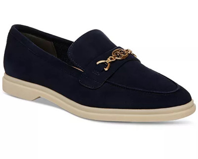 Sam Edelman Women's 8.5 M Kyana Bit Leather Loafer Navy Blue Suede NEW ($228)