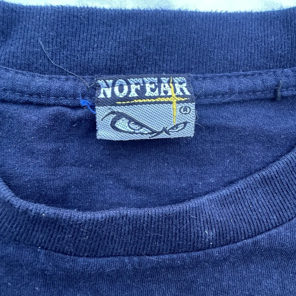 VINTAGE No Fear T-Shirt Mens 90s Y2K 2000s Navy USA SURF SKATE - SIZE S — 第 3/3 张图片