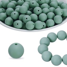 40Pcs Silicone Beads 15mm Silicone Beads Bulk for Pens Loose Round Shadow Green