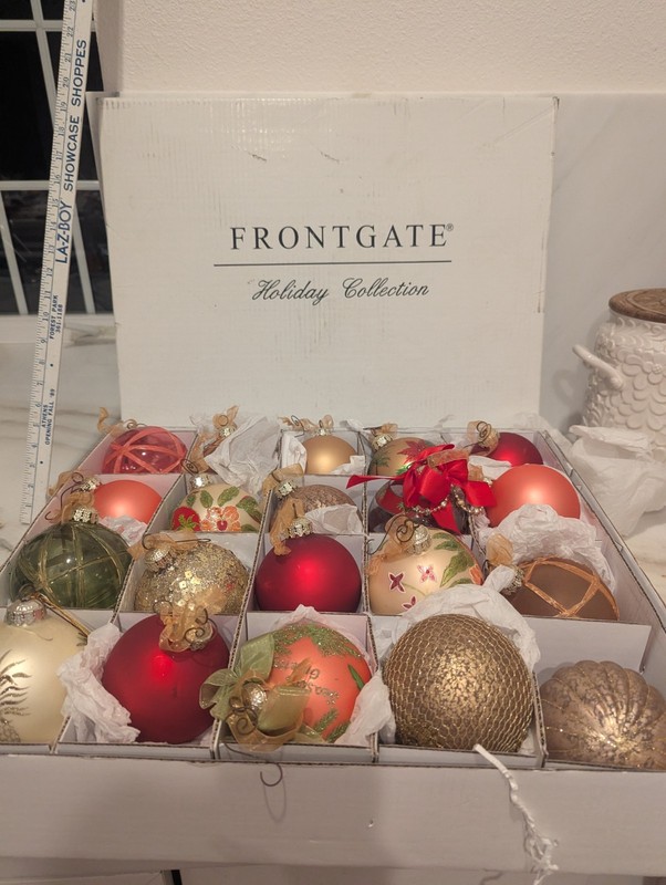 20 Frontgate Holiday Collection Lrg & jumbo Blown Glass Christmas Ornament Set 