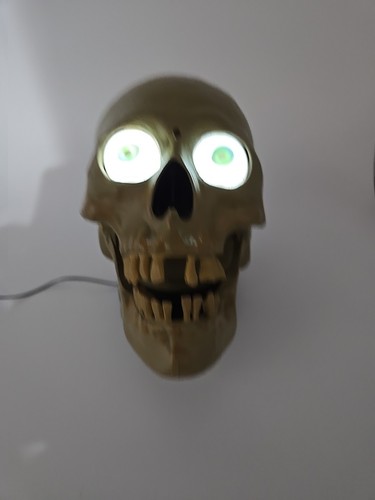 Vintage Gemmy sprechende bewegungsaktivierte Schädel Requisite Halloween beleuchtet - Bild 8 von 8