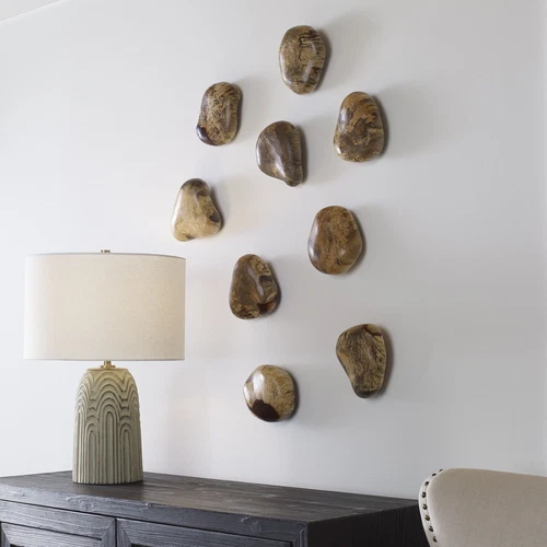 Uttermost Pebbles Blonde Wood Wall Décor S/9 - Picture 2 of 4