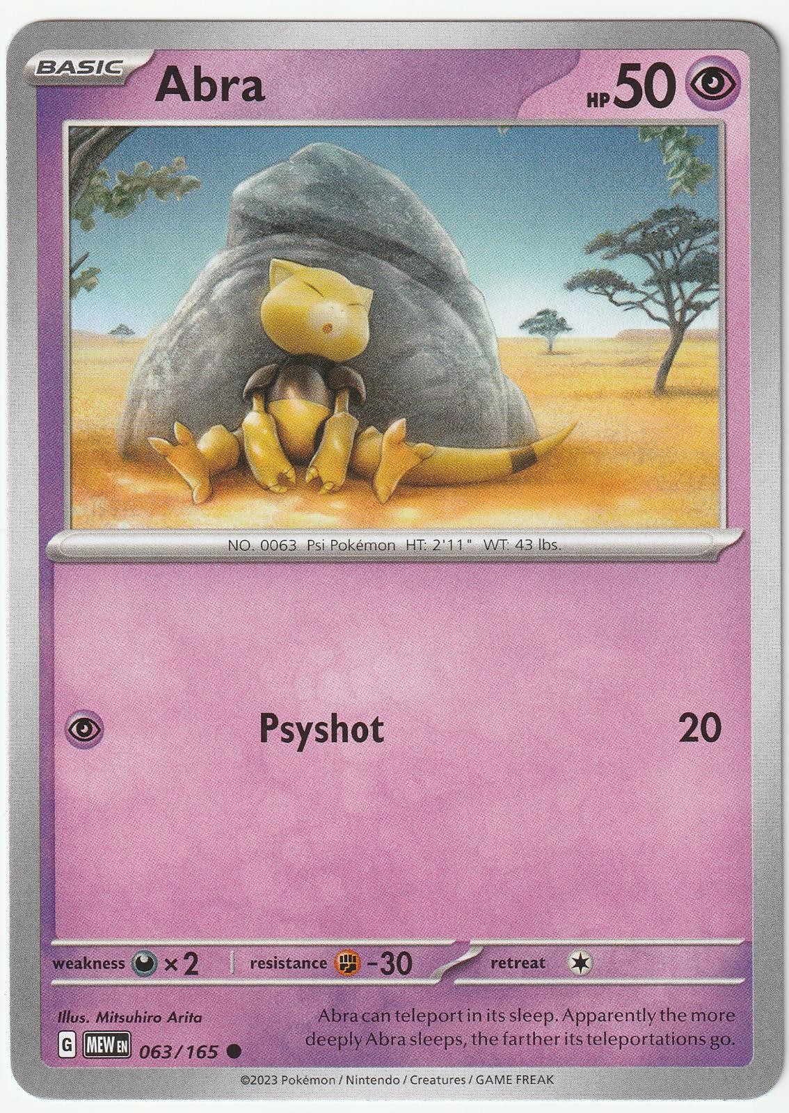 Abra 063/165 Common 151 Pokemon Near Mint