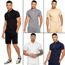 Enzo Polo Shirt Homme Manches Courtes Décontracté Col Zippé T-shirt Été Tops