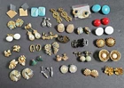 Lot 30 VTG Costume Jewelry Clip-on Earrings Goldtone Silvertone MCM Rhinestone