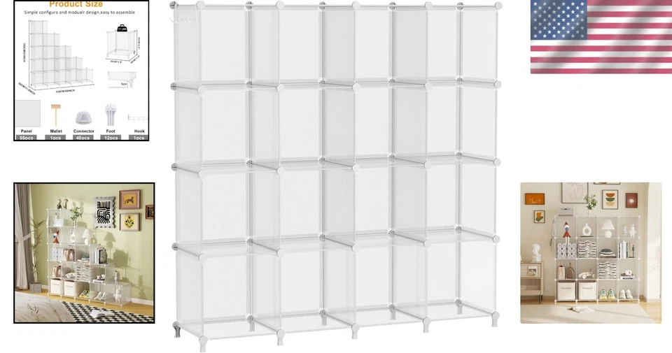 Cube Storage Organizer 16 Cubes Modular Shelves Closet Bookcase Storage - image 2 of 4