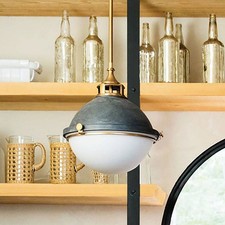 Hinkley Fletcher 18" Wide Aged Zinc and Gold Pendant Light