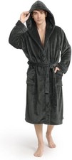 Luxury Mens Robe with Hood, Ultra Cozy Fleece Bathrobe for Men, Plush Hoo