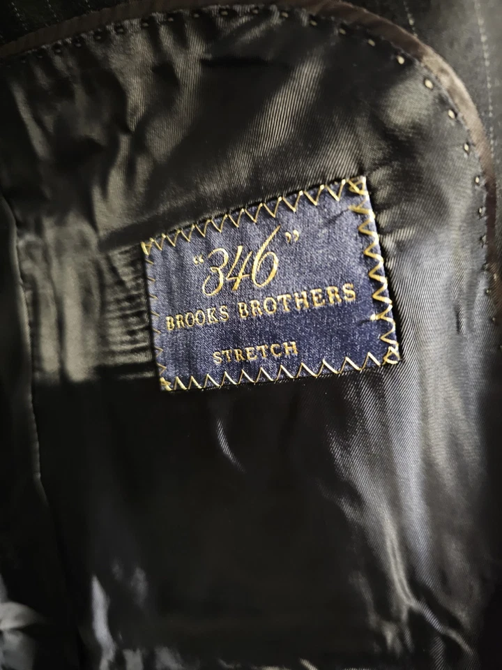 BROOKS BROTHERS 346 Suit Men's 38R Wool (97%) Stretch Black 2 PIece 32x31 Pants - Image 4 of 4