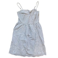 GAP Striped Eyelet Hem Sundress Womens Small Blue White Smocked Fit & Flare