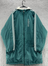 Vintage Adidas Trefoil Green Quilted Lined Hooded Jacket Men s XL Full Zip 90s