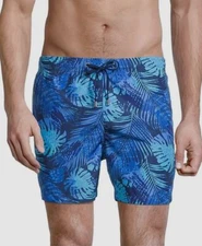 $120 HOM Men's Blue Palm Leaf Mourillon Swim Trunks Swimwear Size XL
