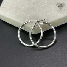 925 Sterling Silver 25MM Hoop Earrings Men Women 925 Silver Hoops