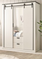 Kleiderschrank Schrank Weiß Pinie Landhaus SchiebetüR Spiegel Soft-Close Stove