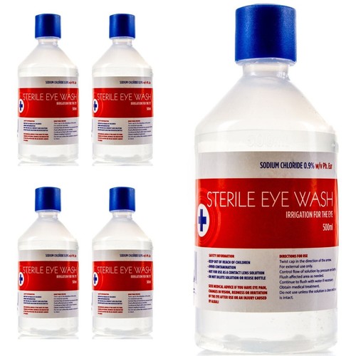 4x SALINE Eye Wash & Wound Bottles Sterile Solution Clean Irrigation