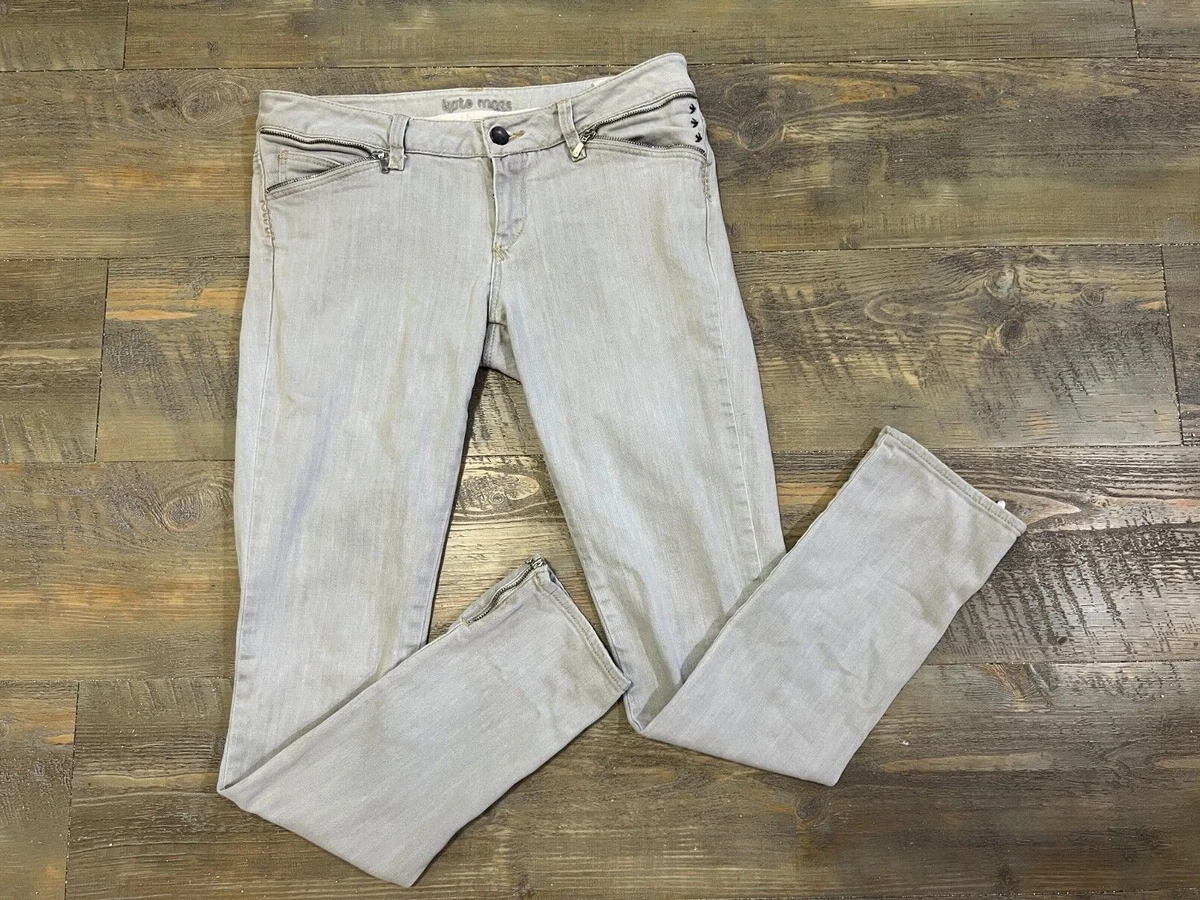KATE MOSS TOPSHOP GREY SKINNY STRETCH ZIP SWALLOW JEANS W30 L32 UK