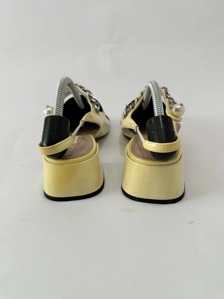 Miu Miu Chain-embellishedt Patent leather slingback pumps Size 36 EU - Image 4 of 4