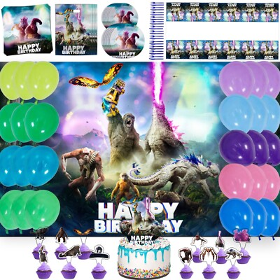 Birthday party Godzills vs kong for kids birthday party backdrop decoraton.