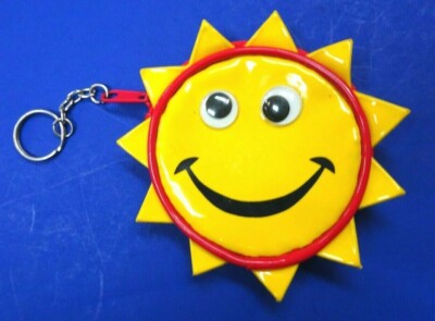 Adorable Vinyl Smiling Sunshine Zippered Change Purse Keyring* Used-CUTE 