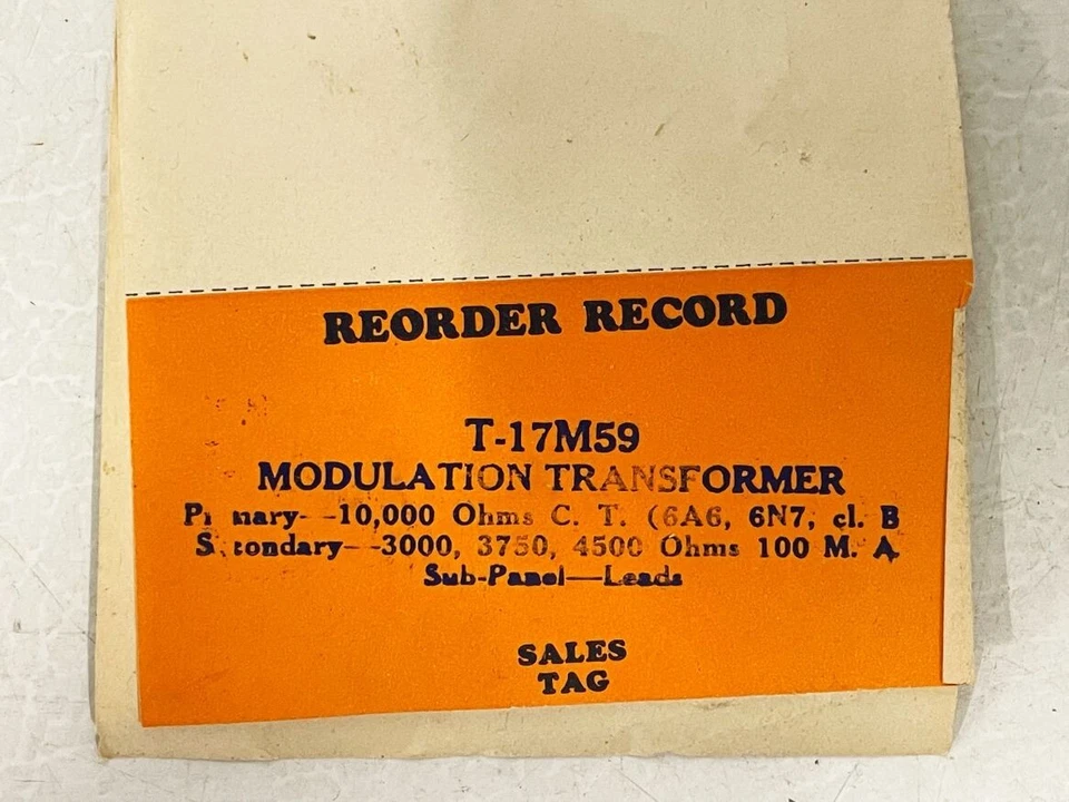 Thordarson T-17M59 Modulation Transformer, Ham Radio, NOS - Image 4 of 4
