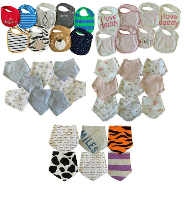 Ex Store Baby Boys Girls 3 Pack Dribble Bandana Traditional Bibs RRP £7- £11 New