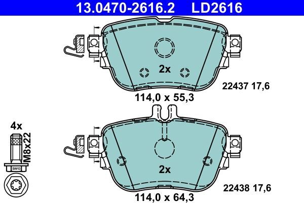 ATE 13.0470-2616.2 Bremsbelagsatz, Scheibenbremse FüR MERCEDES-BENZ-image