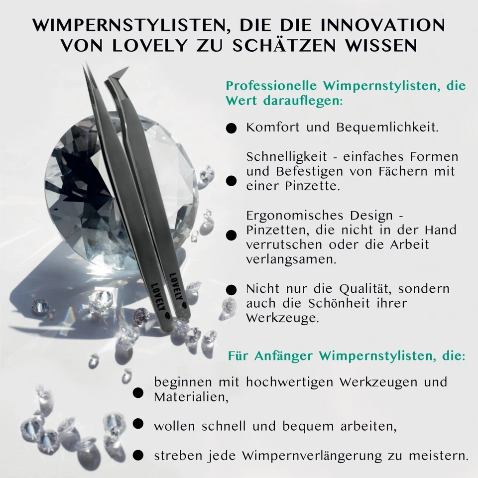 Wimpernverlängerung Wimpern Pinzette Wimpernpinzette Volumen Diamond von Lovely - Bild 3 von 4