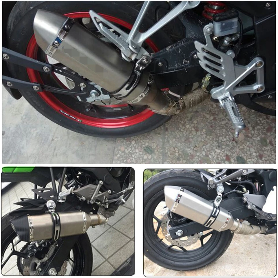 For Kawasaki Ninja 250R 650R KLR650 38mm-51mm Slip on Exhaust Muffler Tail Pipe - Image 4 of 4