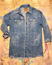 Levis Blue Denim Jacket Women's Size L Custom