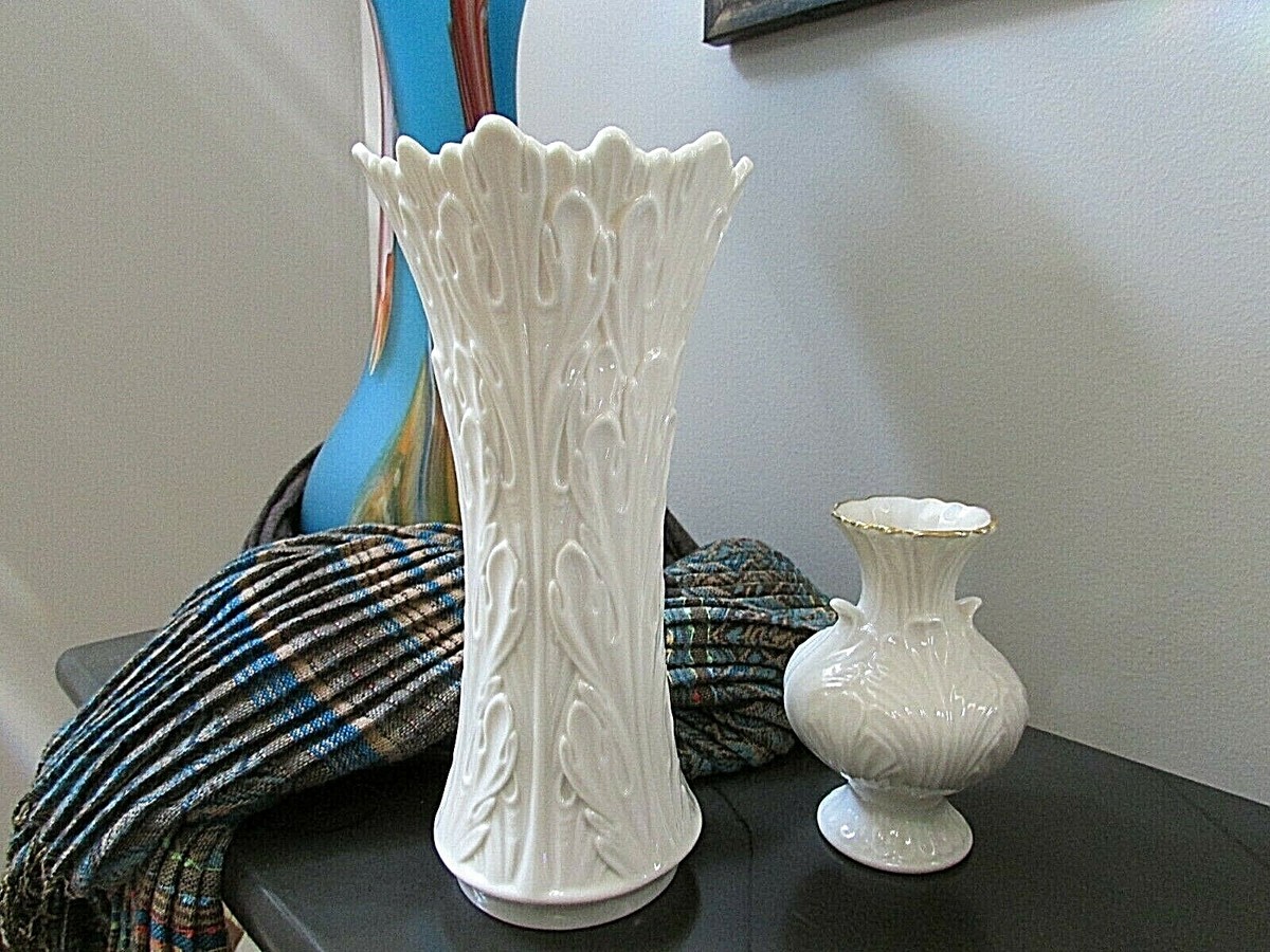 Two Lenox Fine China ivory Flower Vases: 8.5