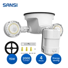 SANSI LED Motion Sensor Security Light 2000LM 15W=200W IP65 Outdoor Floodlight