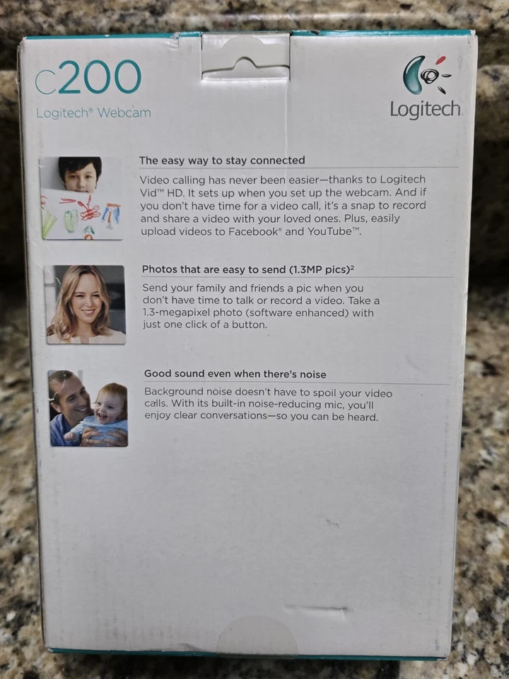 Logitech C200 Webcam USB Built-in Microphone w/RightSound  Black NEW & SEALED - Image 4 of 4