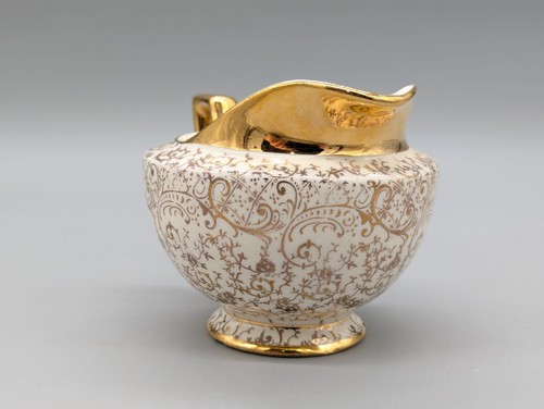 Pareja de cortejo crema dorada vintage George & Martha pintada a mano oro 22K - Imagen 7 de 11