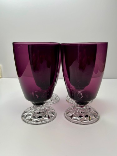 Set Of 4 Vintage Fostoria American Lady Burgundy/Amethyst Water Goblets 4" Tall - Picture 14 of 15