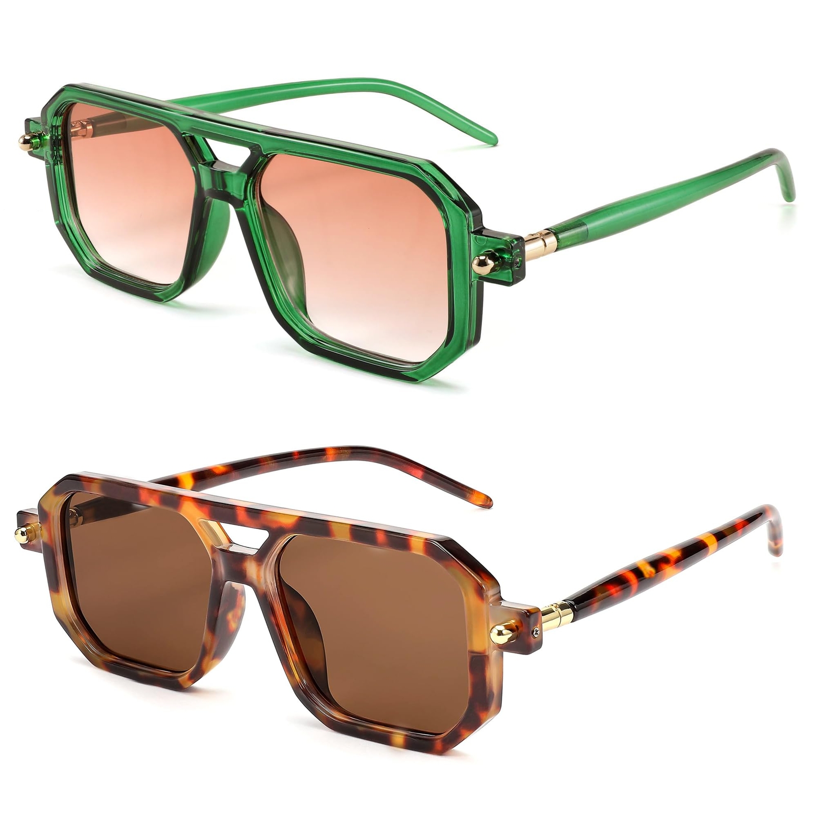 Retro Square Flat Aviator Sunglasses Women Men Trendy Plastic Frame Sun Glasses