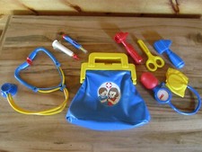 Vintage Playmates Pretend Play Doctor Nurse Kit Blue Bag  7 Tools EUC 