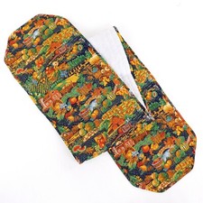 Fall Quilted Table Runner Orange Green Fruits Barn Bridge Water 68" x 12 1/2"