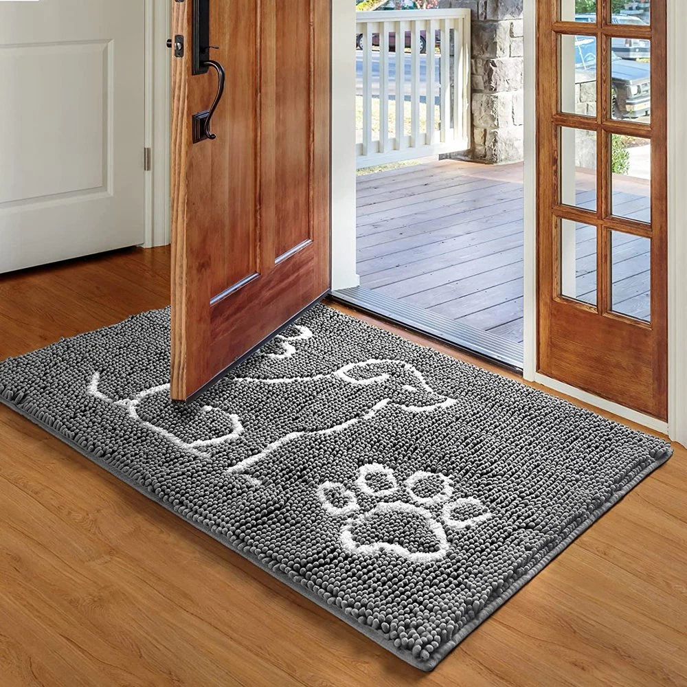 Door Mat Non Slip, Dog Paws Design, Absorbent, Doorway Entry, Mud