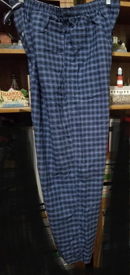 Pantalones de salón o ropa de dormir vintage Daniel Cremieux azules a cuadros con bolsillos Foto 2 de 4