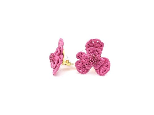 Oscar de la Renta Rustic Pink Begonia Flower Gold plated Clip On Fashion Earring - Picture 4 of 7