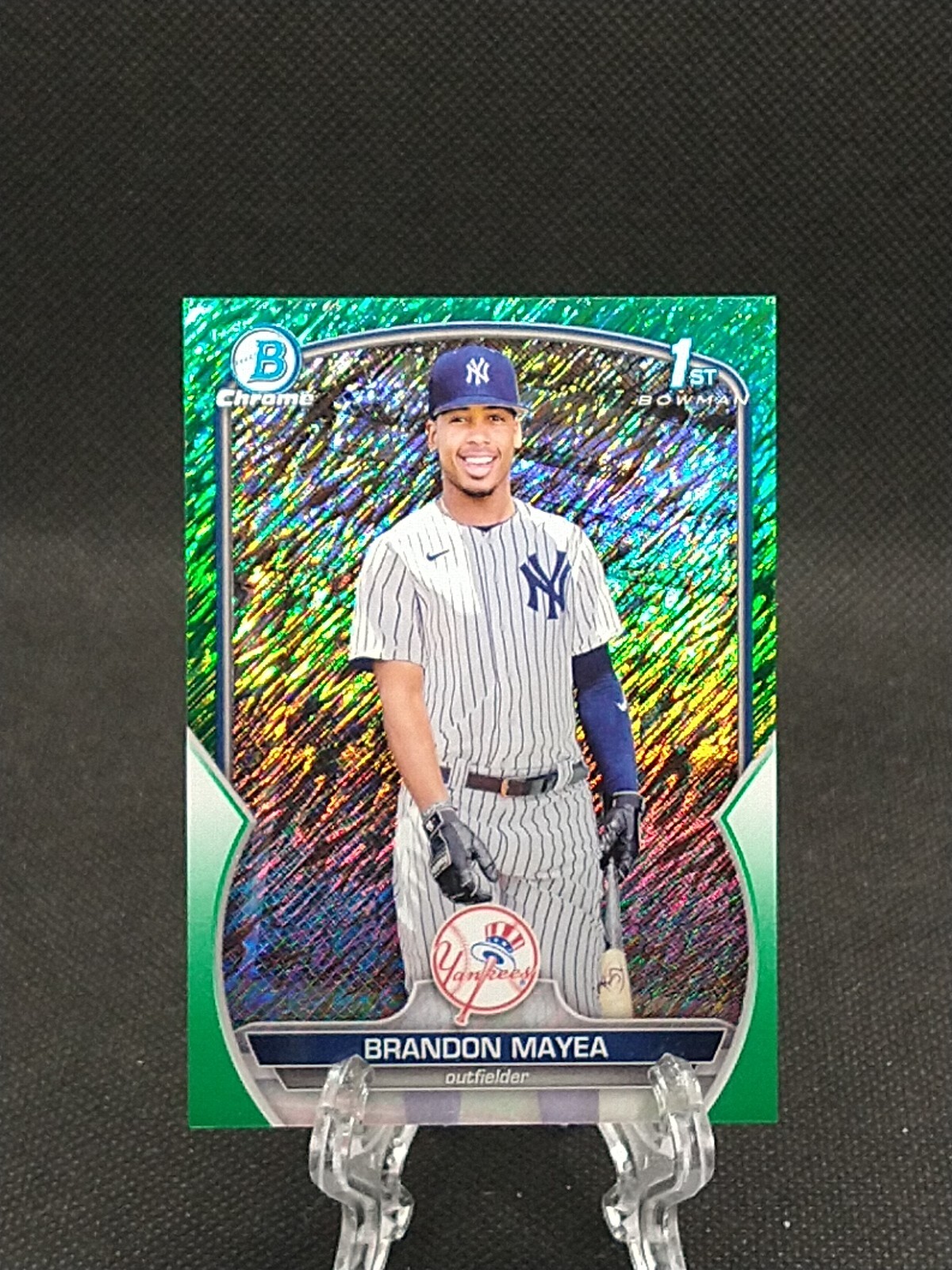 2023 Bowman Chrome Brandon Mayea 1st Bowman Green Shimmer Refractor /99 YANKEES