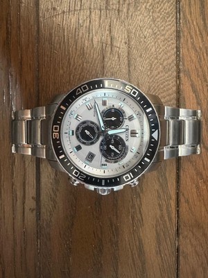 CITIZEN Eco-Drive E610-S062977 Quartz White Dial Date Chronograph 