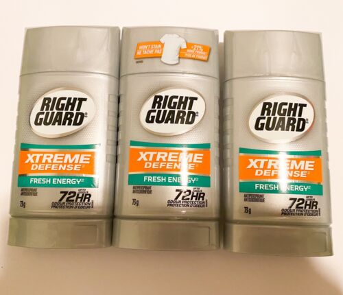 Right Guard Xtreme Defense Fresh Energy Solid Deodorant 72 Hour Protection x3