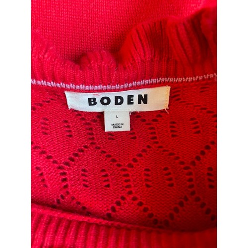 Boden Red Sweater Ruffle Neck Long Sleeve Knit Pullover Top Women's L - Picture 2 of 4