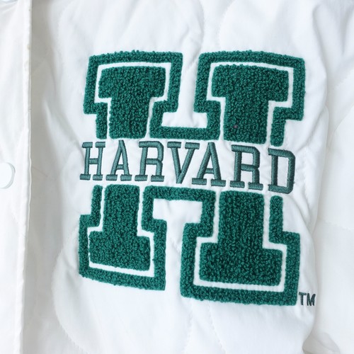 HARVARD University Jacket Girls 11-12 White Varsity Quilted Bomber Green School - Picture 4 of 16