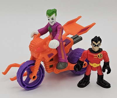 Imaginext DC Super Friends the JOKER 3'' Figure + CYCLE Motorcycle Red Robin