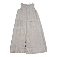 Vintage Sunshine Starshine Off-White Stained Linen Dress Women’s M/L