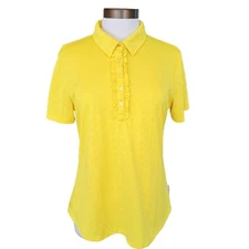 NiVO NVO Sport Women's Golf Polo Shirt Yellow Ruffle Size XL 